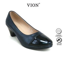 Black PVC Leather Hostel / Uniform / Formal Shoes Ladies FM63012